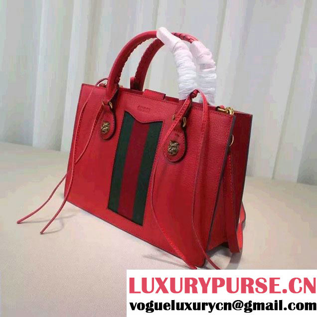 Gucci Animalier Textured Leather Top Handle Medium Bag 431277 Red 2016