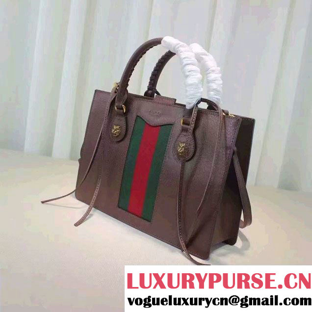 Gucci Animalier Textured Leather Top Handle Medium Bag 431277 Coffee 2016