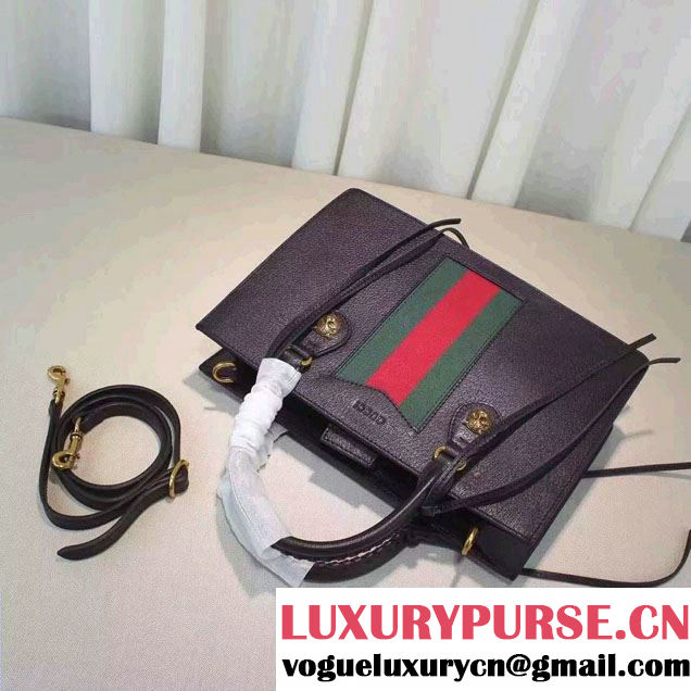 Gucci Animalier Textured Leather Top Handle Medium Bag 431277 Black 2016