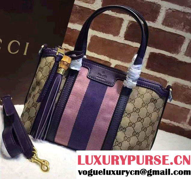 Gucci Rania Original GG Canvas Top Handle Small Bag 353114 Purple