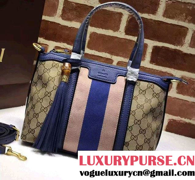 Gucci Rania Original GG Canvas Top Handle Small Bag 353114 Blue