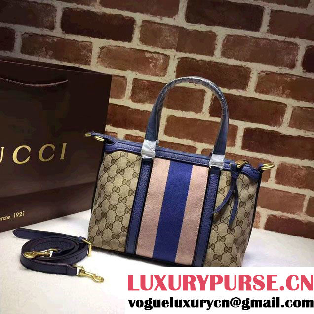 Gucci Rania Original GG Canvas Top Handle Small Bag 353114 Blue