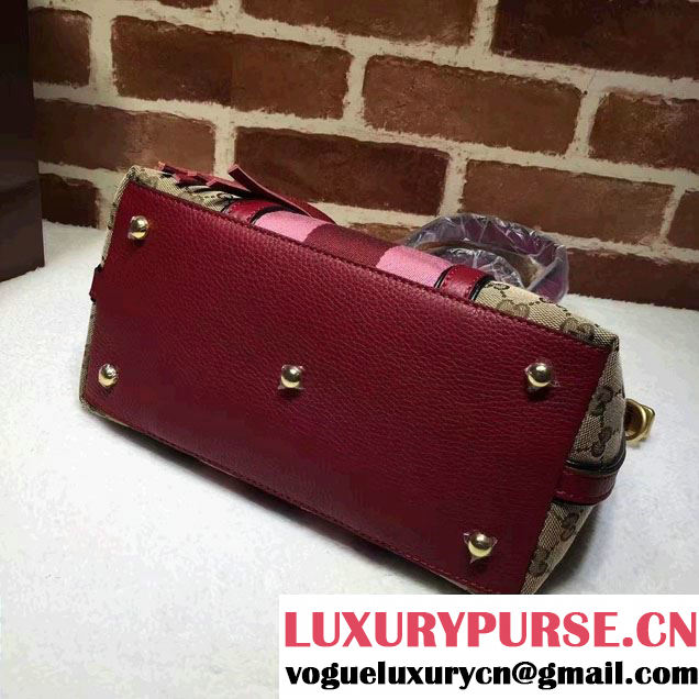 Gucci Rania Original GG Canvas Top Handle Small Bag 353114 Burgundy