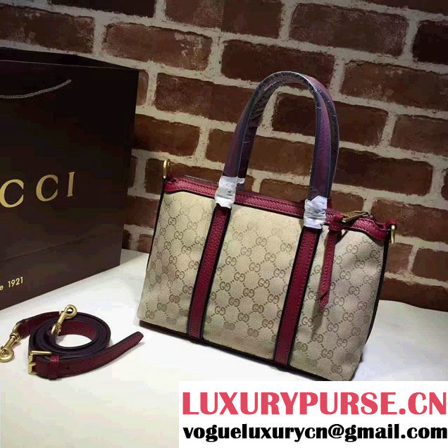 Gucci Rania Original GG Canvas Top Handle Small Bag 353114 Beige/Date Red