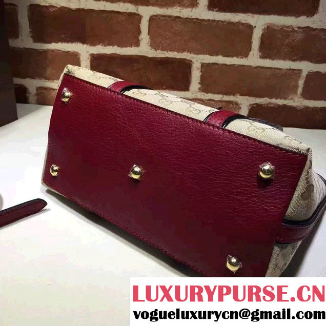 Gucci Rania Original GG Canvas Top Handle Small Bag 353114 Beige/Date Red