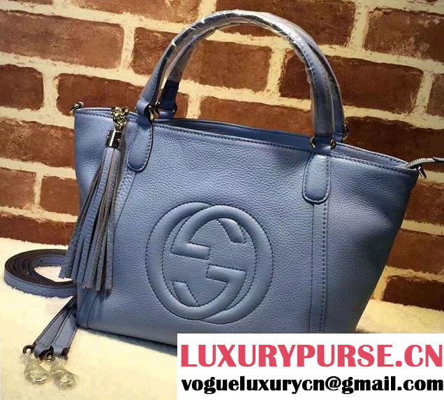 Gucci Soho Leather Top Handle Small Bag 369176 Sky Blue