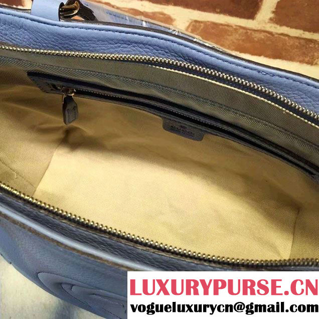 Gucci Soho Leather Top Handle Small Bag 369176 Sky Blue