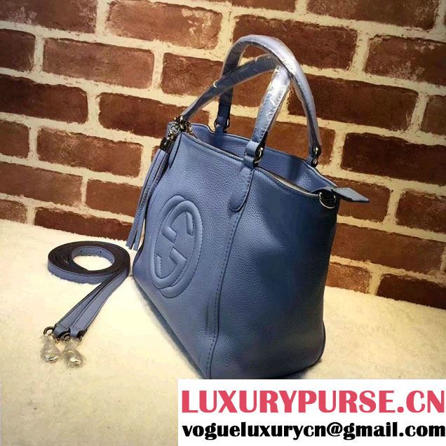 Gucci Soho Leather Top Handle Small Bag 369176 Sky Blue