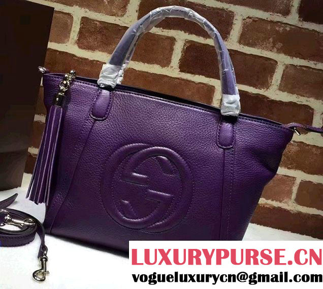 Gucci Soho Leather Top Handle Small Bag 369176 Purple