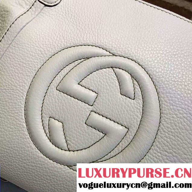 Gucci Soho Leather Top Handle Small Bag 369176 White