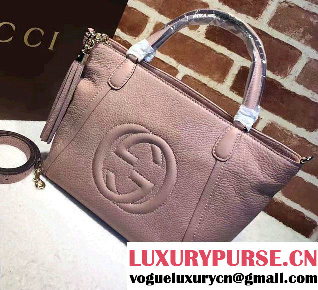 Gucci Soho Leather Top Handle Small Bag 369176 Nude Pink