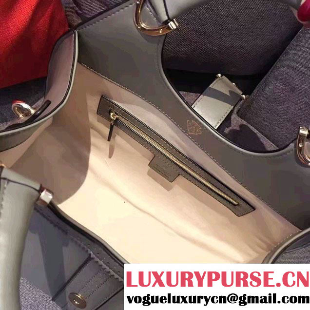 Gucci Stirrup Leather Top Handle Medium Bag 277514 Gray