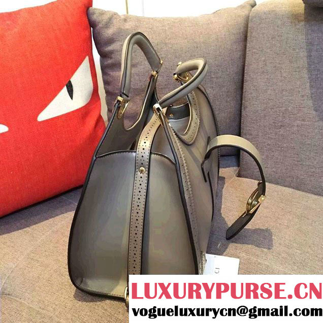 Gucci Stirrup Leather Top Handle Medium Bag 277514 Gray