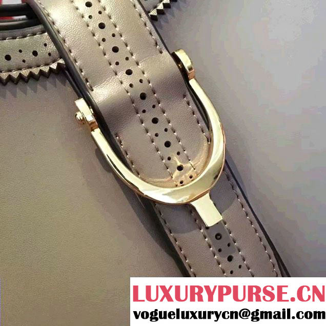 Gucci Stirrup Leather Top Handle Medium Bag 277514 Gray
