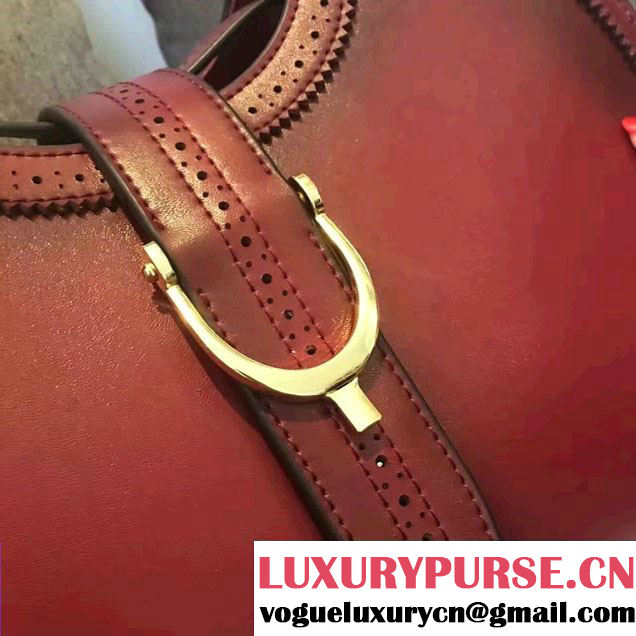 Gucci Stirrup Leather Top Handle Medium Bag 277514 Date Red
