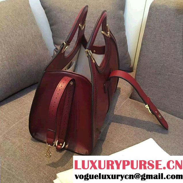 Gucci Stirrup Leather Top Handle Medium Bag 277514 Date Red