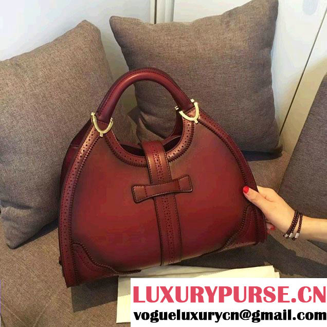 Gucci Stirrup Leather Top Handle Medium Bag 277514 Date Red