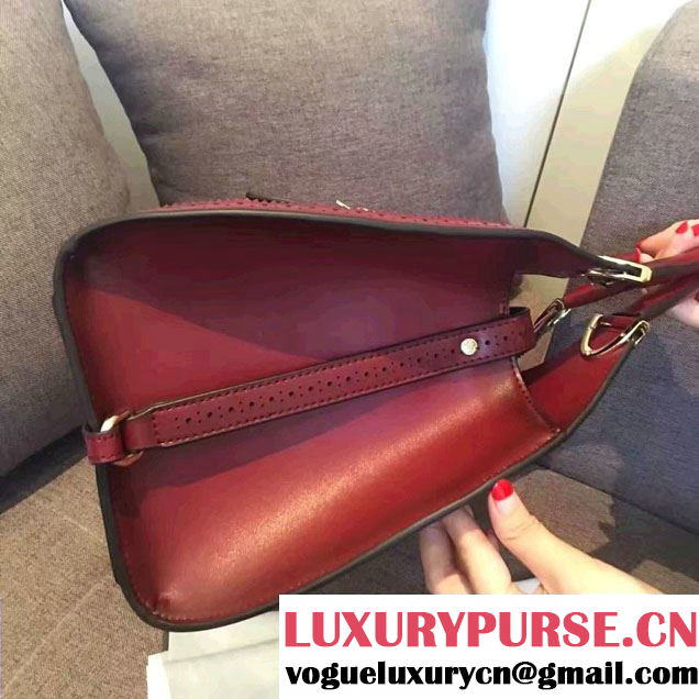 Gucci Stirrup Leather Top Handle Medium Bag 277514 Date Red
