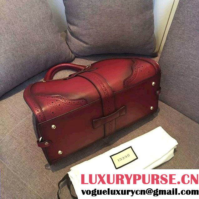 Gucci Stirrup Leather Top Handle Medium Bag 277514 Date Red