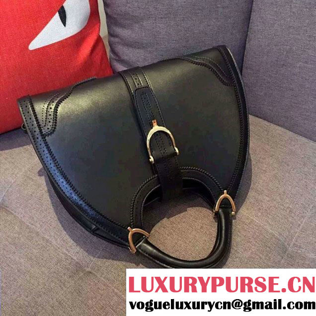 Gucci Stirrup Leather Top Handle Medium Bag 277514 Black