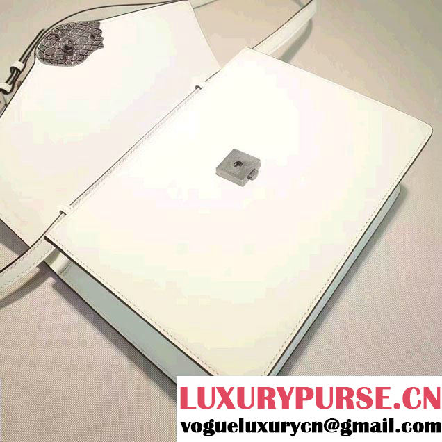 Gucci Snake Pattern Leather Bamboo Top Handle Bag 443682 White 2016