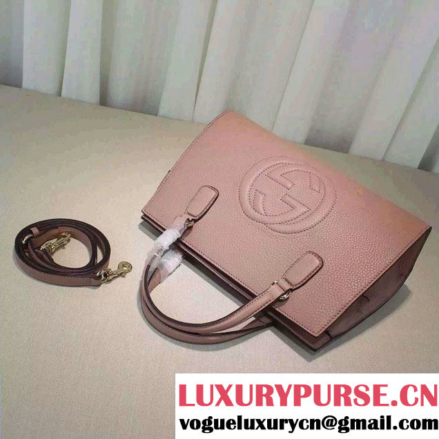 Gucci Soho Leather Top Handle Medium Bag 431571 Nude Pink 2016