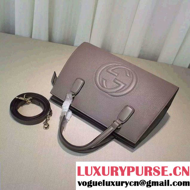Gucci Soho Leather Top Handle Medium Bag 431571 Gray 2016
