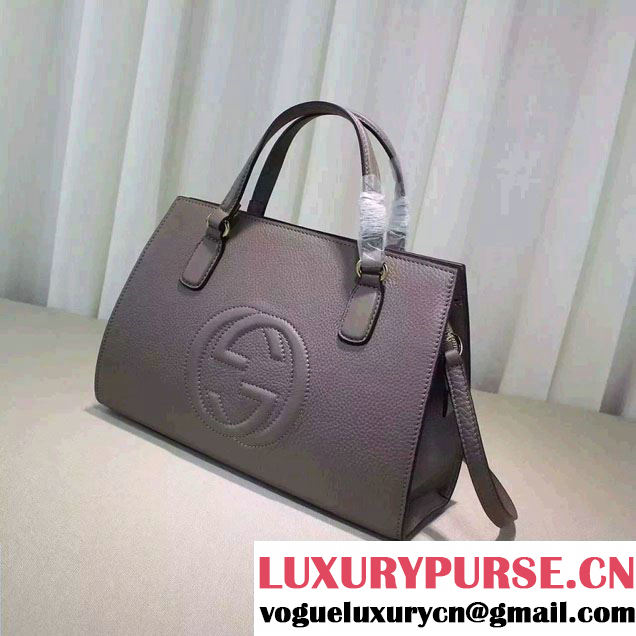 Gucci Soho Leather Top Handle Medium Bag 431571 Gray 2016