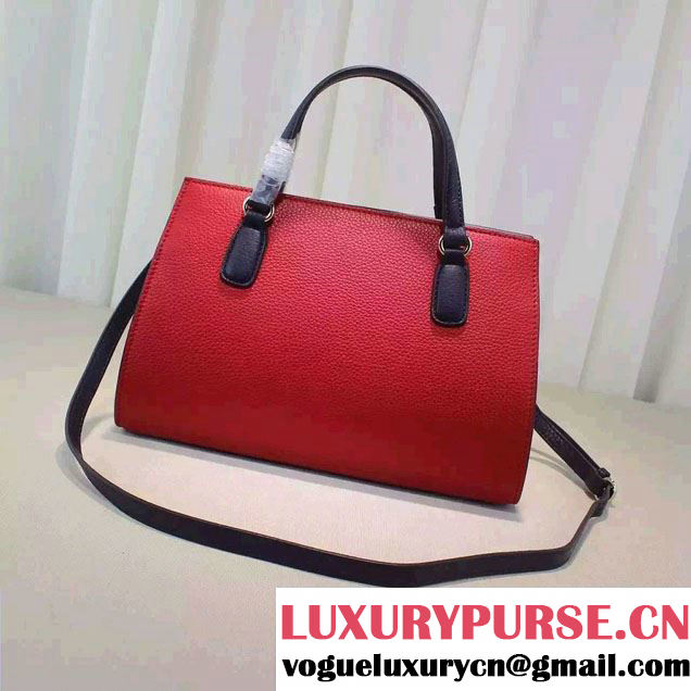Gucci Soho Leather Top Handle Medium Bag 431571 Red/Dark Blue 2016