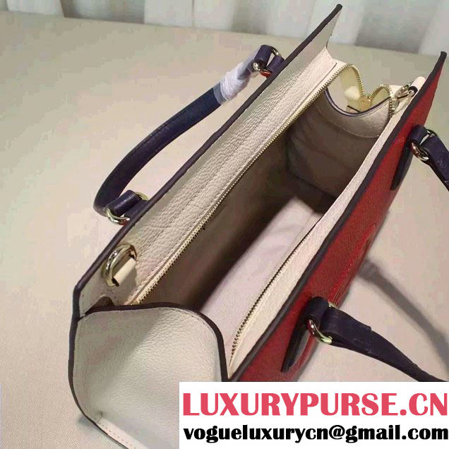 Gucci Soho Leather Top Handle Medium Bag 431571 Red/Dark Blue 2016