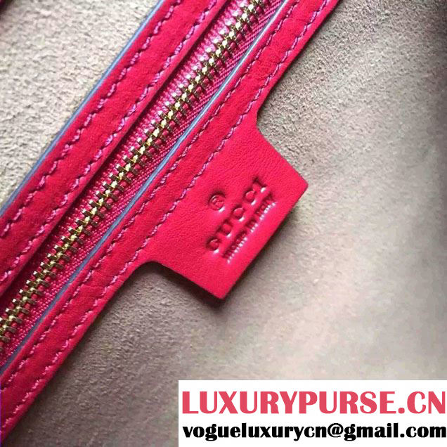 Gucci Padlock GG Canvas/Leather Top Handle Medium Bag 428208 Red/Fushia 2016