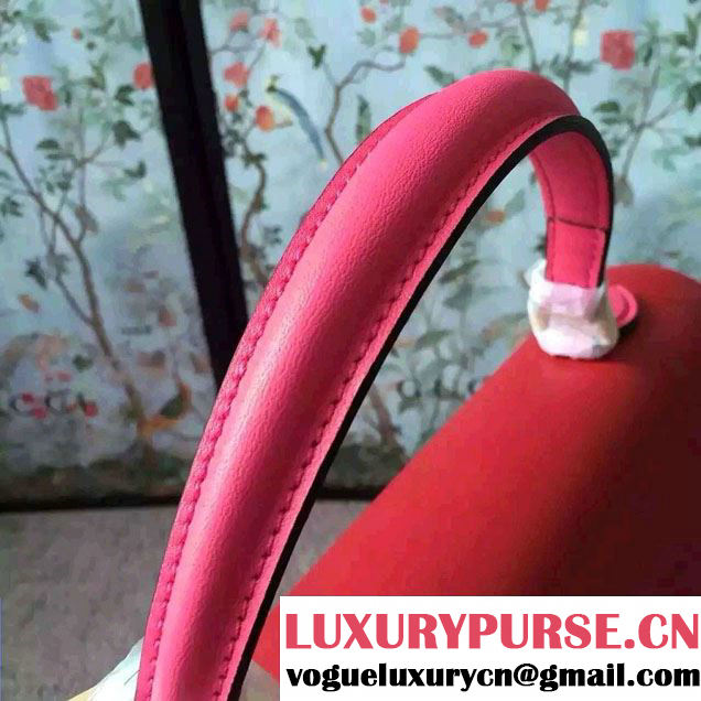 Gucci Padlock GG Canvas/Leather Top Handle Medium Bag 428208 Red/Fushia 2016
