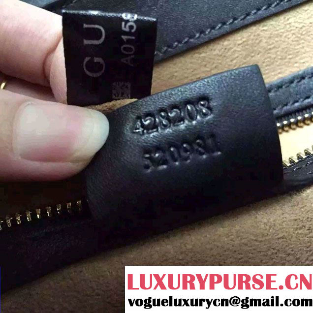 Gucci Padlock GG Canvas/Leather Top Handle Medium Bag 428208 Black/Brown 2016