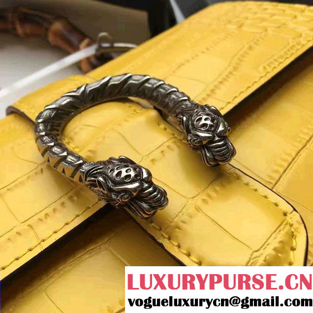 Gucci Dionysus Bamboo Croco Pattern Leather Top Handle Medium Bag 448075 Yellow 2016