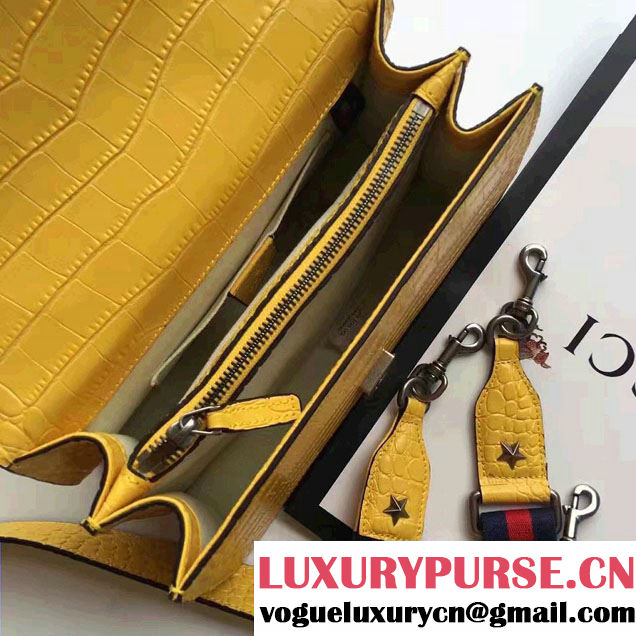 Gucci Dionysus Bamboo Croco Pattern Leather Top Handle Medium Bag 448075 Yellow 2016
