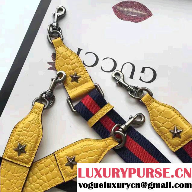 Gucci Dionysus Bamboo Croco Pattern Leather Top Handle Medium Bag 448075 Yellow 2016