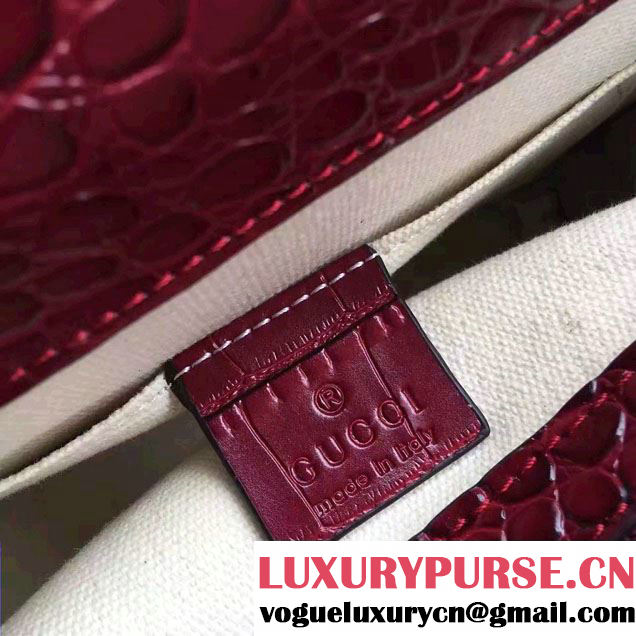 Gucci Dionysus Bamboo Croco Pattern Leather Top Handle Medium Bag 448075 Burgundy 2016