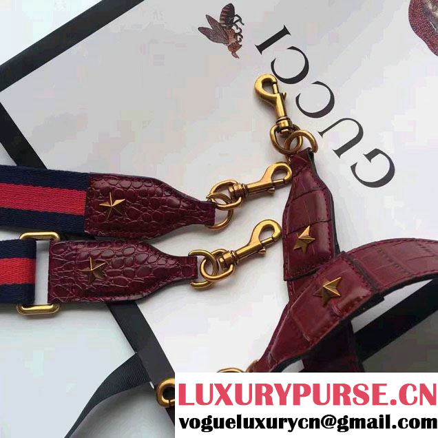 Gucci Dionysus Bamboo Croco Pattern Leather Top Handle Medium Bag 448075 Burgundy 2016