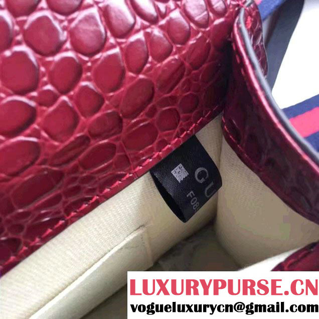 Gucci Dionysus Bamboo Croco Pattern Leather Top Handle Medium Bag 448075 Burgundy 2016