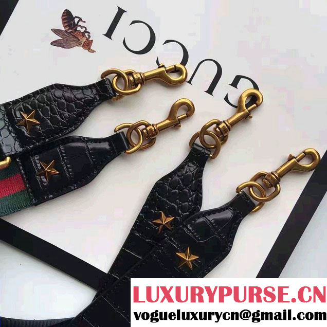Gucci Dionysus Bamboo Croco Pattern Leather Top Handle Medium Bag 448075 Black 2016