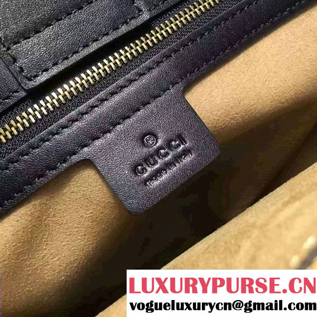 Gucci GG Marmont Matelassé Chevron Top Handle Medium Bag 443505 Black 2016