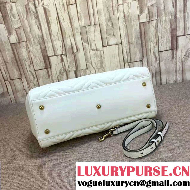 Gucci GG Marmont Matelassé Chevron Top Handle Medium Bag 443505 White 2016