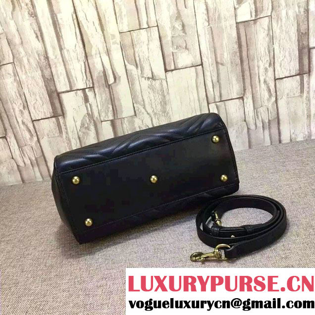 Gucci GG Marmont Matelassé Chevron Top Handle Small Bag 448054 Black 2016