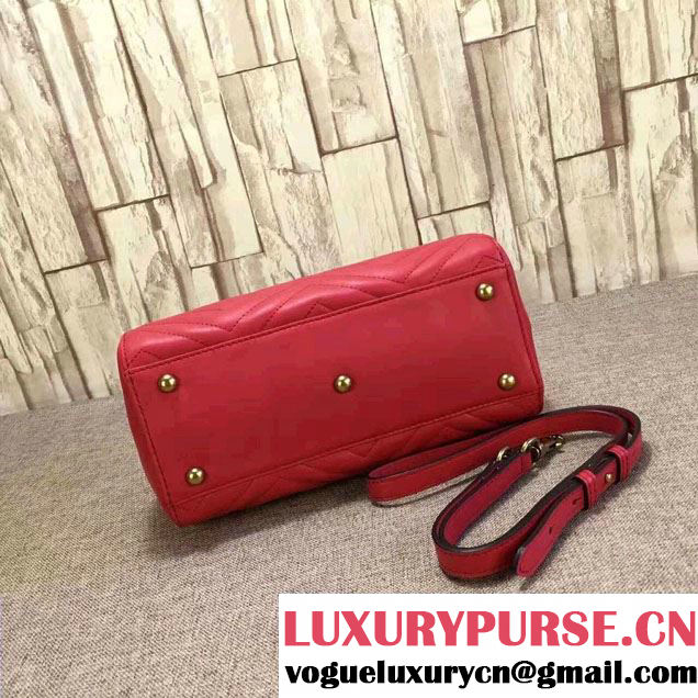 Gucci GG Marmont Matelassé Chevron Top Handle Small Bag 448054 Red 2016