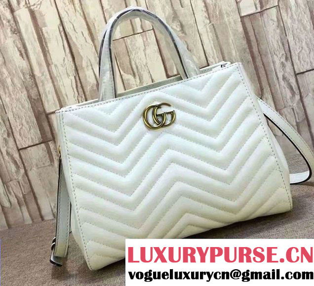Gucci GG Marmont Matelassé Chevron Top Handle Small Bag 448054 White 2016