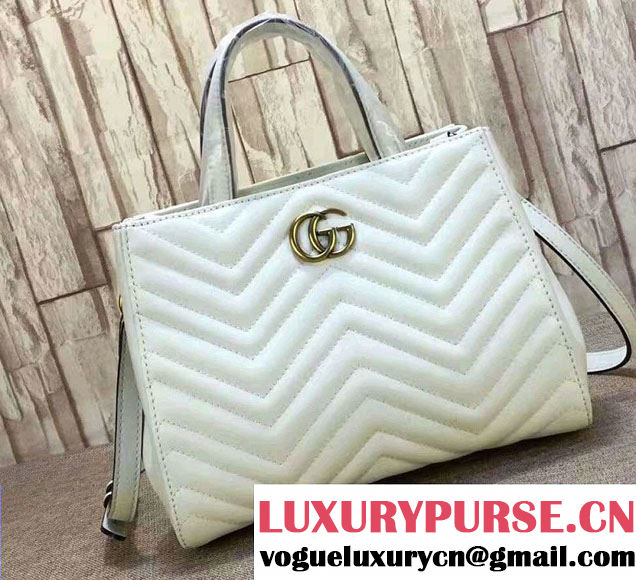 Gucci GG Marmont Matelassé Chevron Top Handle Small Bag 448054 White 2016