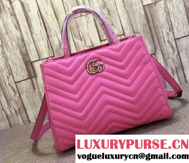 Gucci GG Marmont Matelassé Chevron Top Handle Small Bag 448054 Fushia 2016