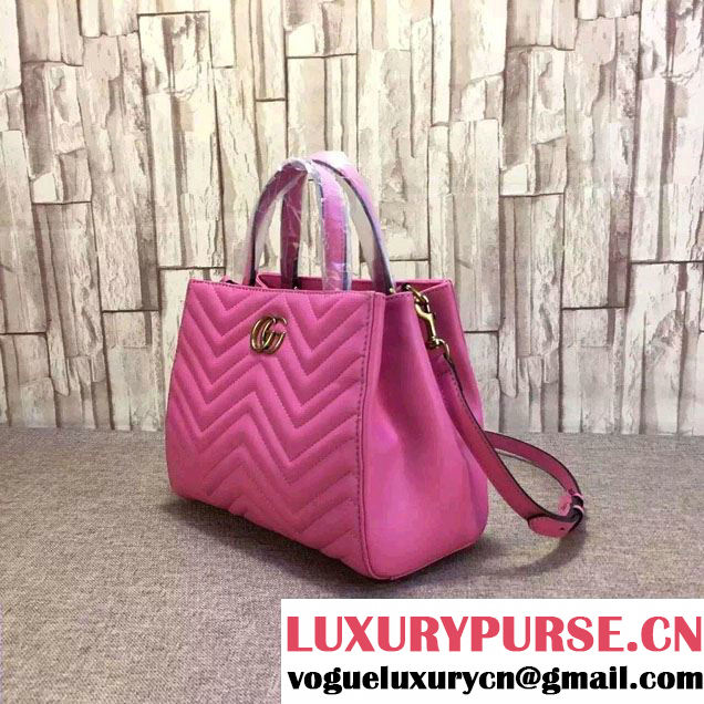 Gucci GG Marmont Matelassé Chevron Top Handle Small Bag 448054 Fushia 2016