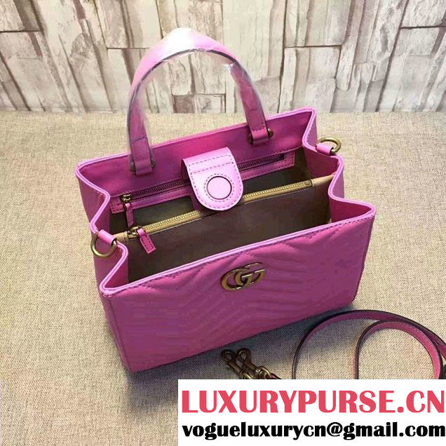 Gucci GG Marmont Matelassé Chevron Top Handle Small Bag 448054 Fushia 2016