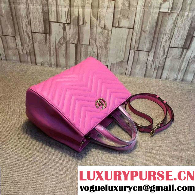 Gucci GG Marmont Matelassé Chevron Top Handle Small Bag 448054 Fushia 2016